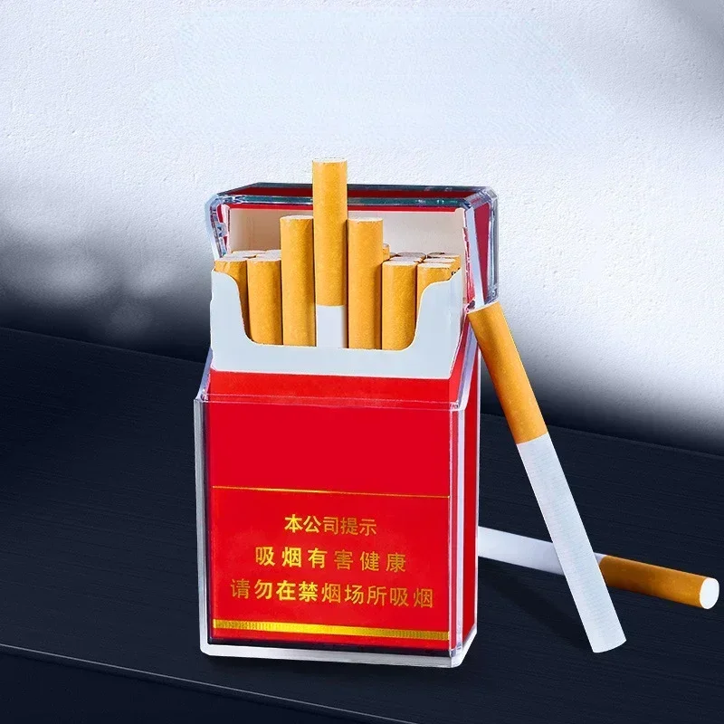 Clear Cigarette Case with Lighter, Colored Lights, Rechargeable Cigarette Case, 20-pack Cigarette Case Lighter