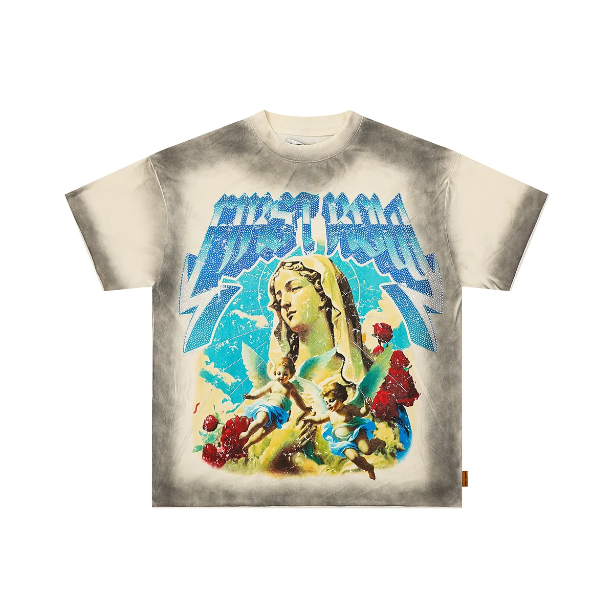 

Мужская футболка с короткими рукавами A Sacred Vow Angel Diamond, уличная одежда, винтажные свободные хлопковые футболки со стразами большого размера