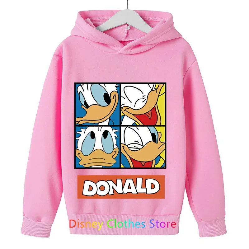 Sweatshirt Children\'s hoodie Cartoon print Mickey Donald Duck Children\'s sportswear Boys Girls hooded crewneck graffiti top