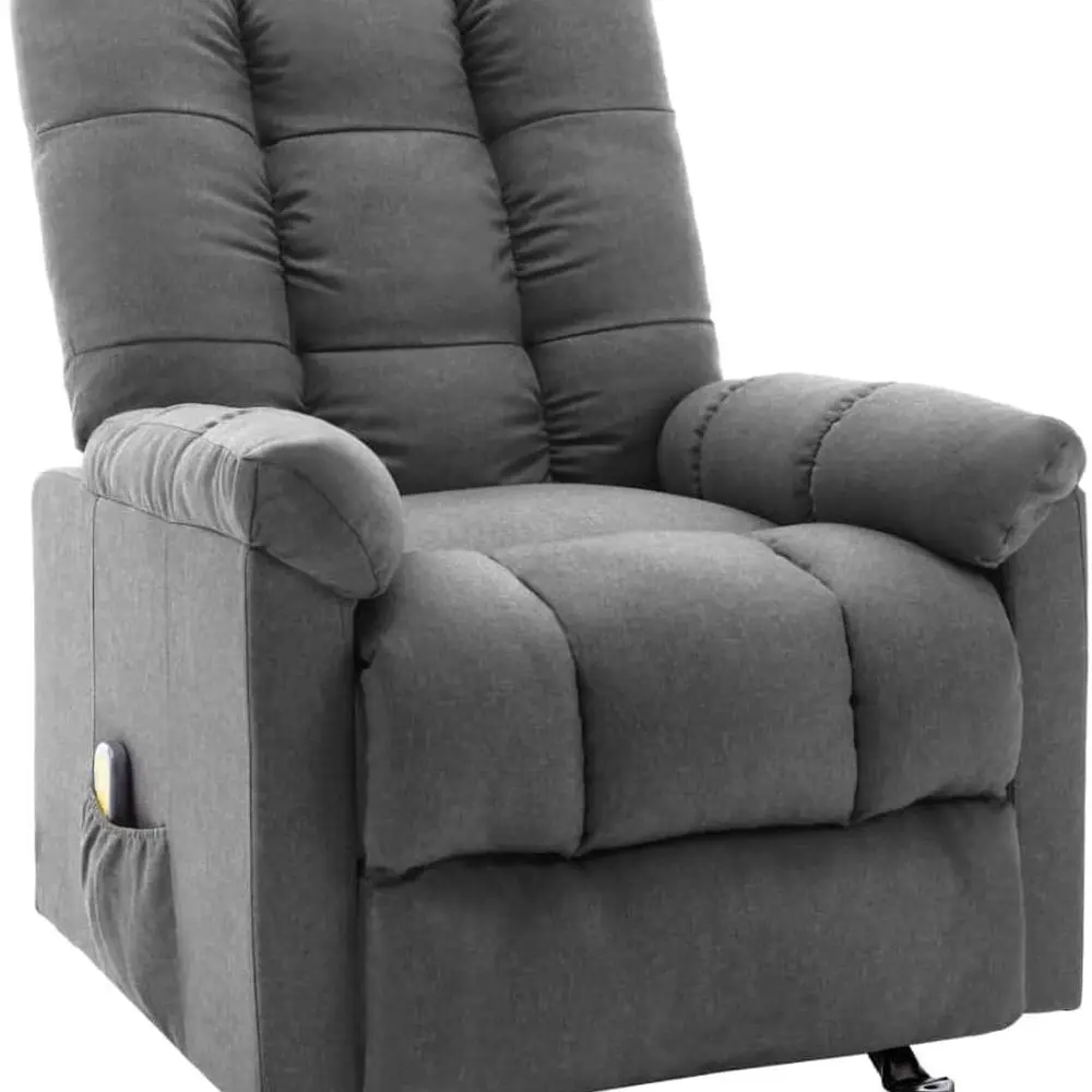 

Modern Grey Polyester Recliner with Heat & Vibration, Adjustable Arms, Remote, 38x28x40 Inches