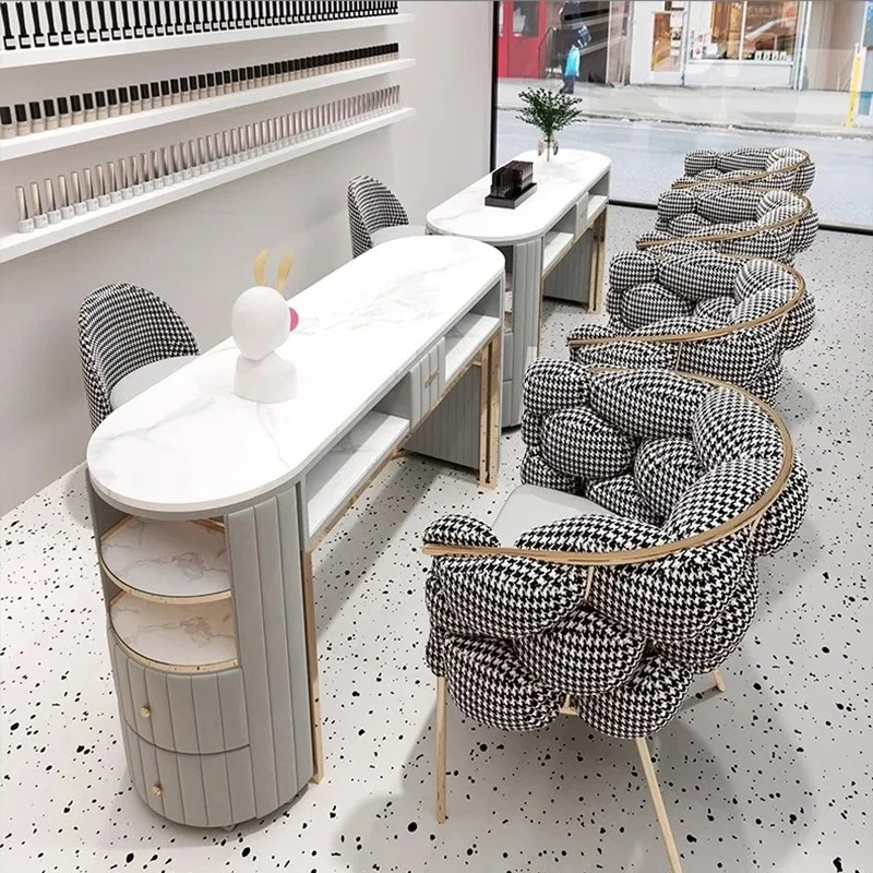 

Nordic Luxury Nail Table Modern Simplicity Double Layer Wood Manicure Table Designer Multifunctional Salon Furniture Tavolo FYNT