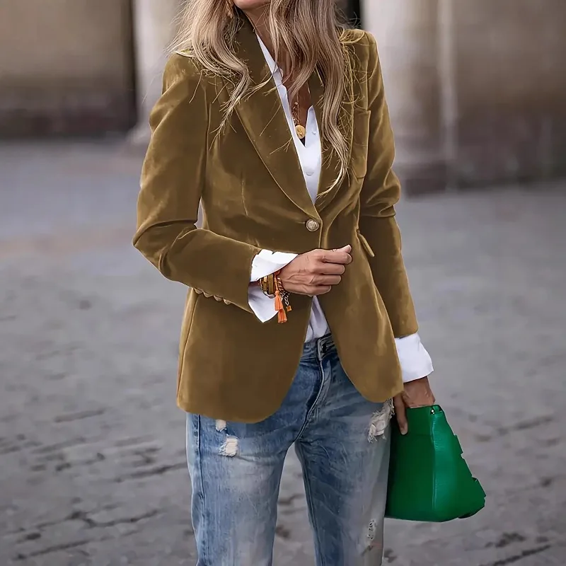 

Женский золотой бархатный пиджак, офисная женская весенне-осенняя зарубежная атмосфера, красный пиджак, профессиональная одежда, пиджаки