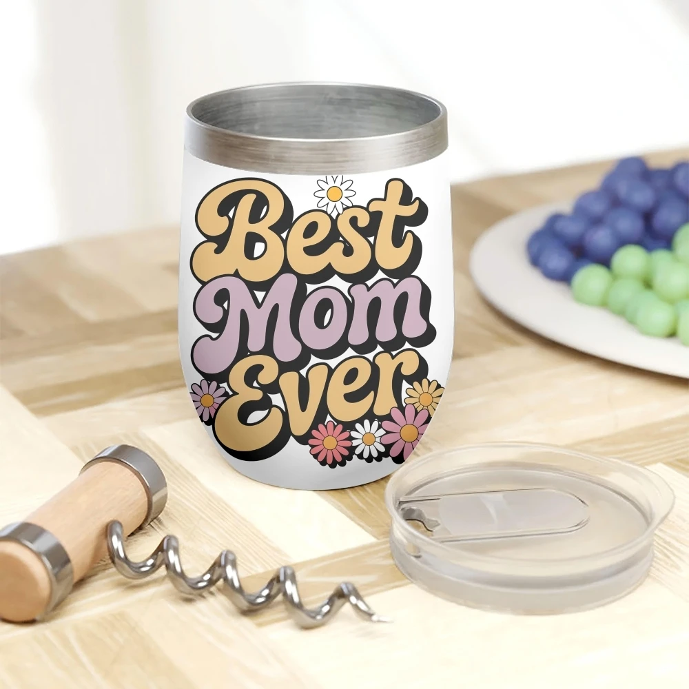 Best Mom Ever Vacuum Flasks 12oz Insulated Wine Tumbler Vacuum Coffee Mug Egg Shape Thermos Cup