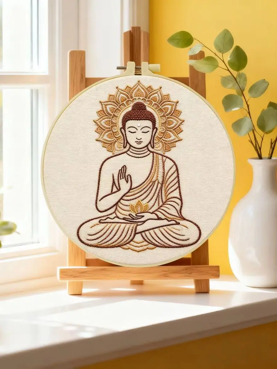 1 Stück 20X20CM/15X15CM 7,87/6,3 Zoll Buddha-Stickerei-Starter-Kit DIY-Kit DIY-Stickerei-Set Handarbeiten Nadelkunst – Detail 6