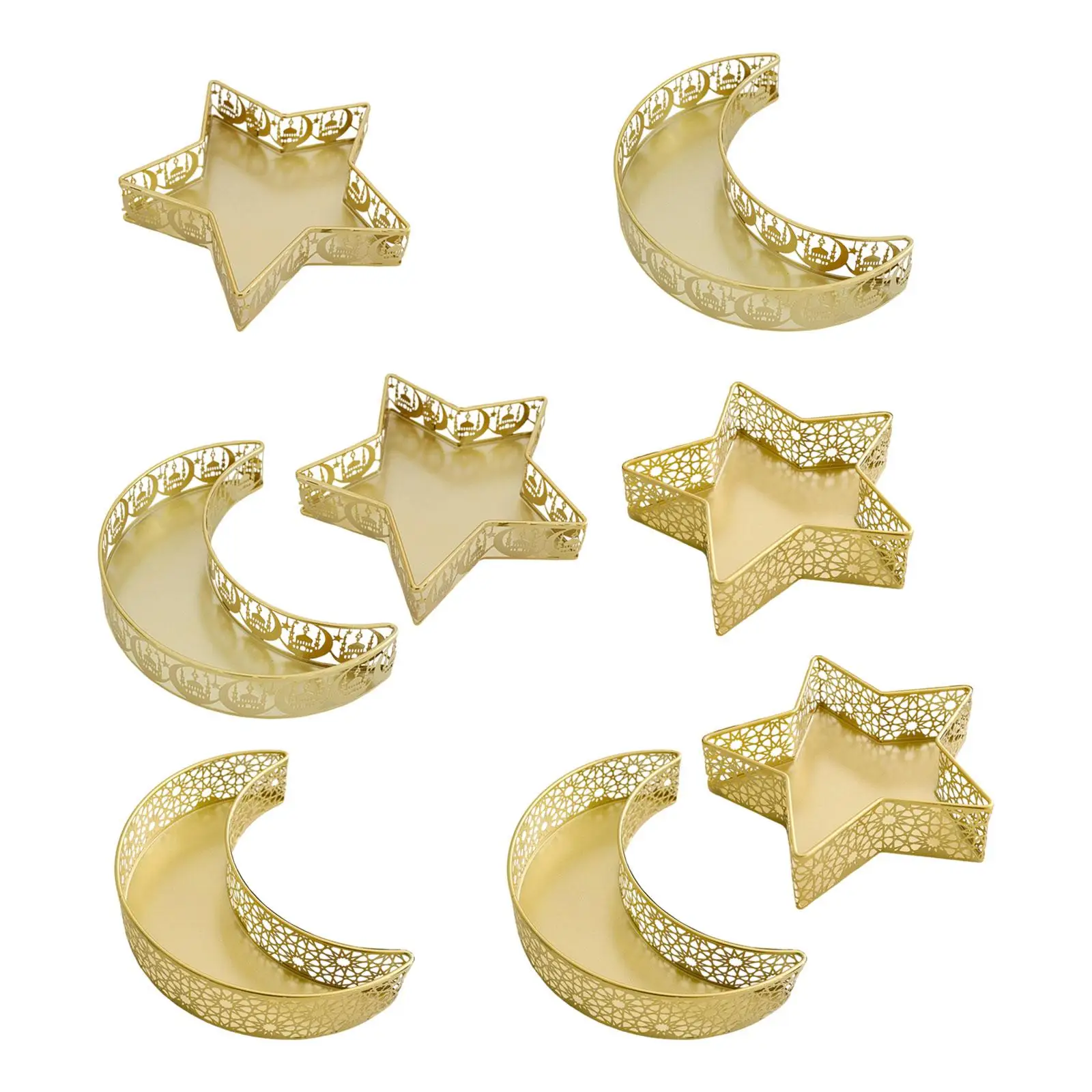 Ramadan Tray Tableware Food Storage Container Iron Art Moon Star Shaped Tray Serving Platter Decorative for Parties Wedding