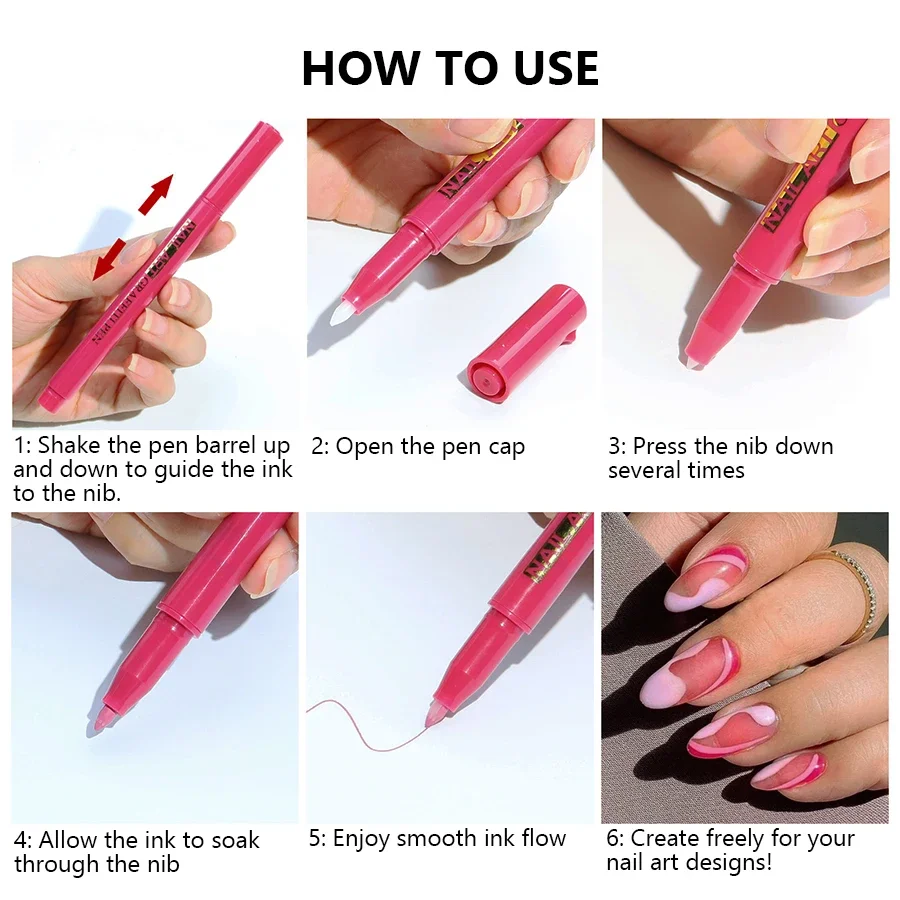 Nail Art Drawing Graffiti Pen, Liner Brush, 3D Abstract, DIY Flower Pattern, Beauty Manicure Tools