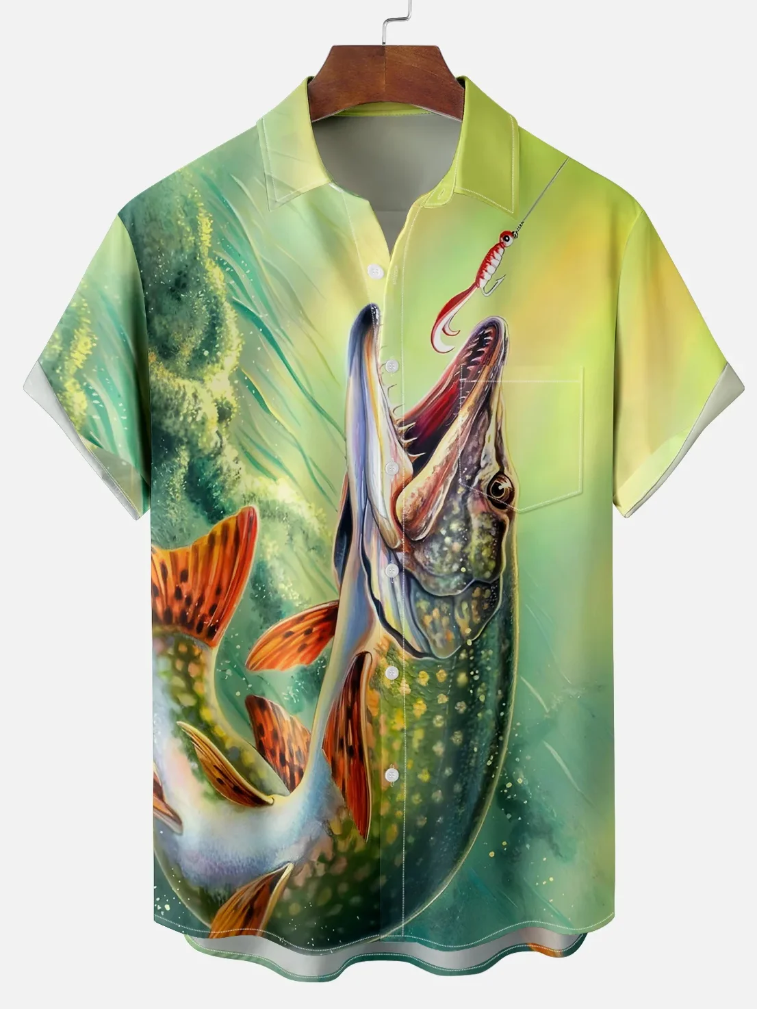 Fishing Pattern 3D Print Shirts For Men Women Outdoor Fish Hunting Turndown Collar Oversized Casual Fashion Top Man Clothing