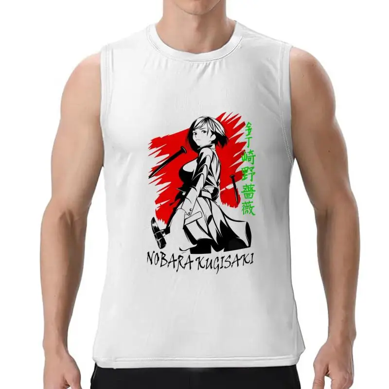 Satoru Gojo Printed Tank Tops for Men Fushiguro Megumi Kugisaki Nobara Graphic Vest Black White Oversized Tops Male Streetwear