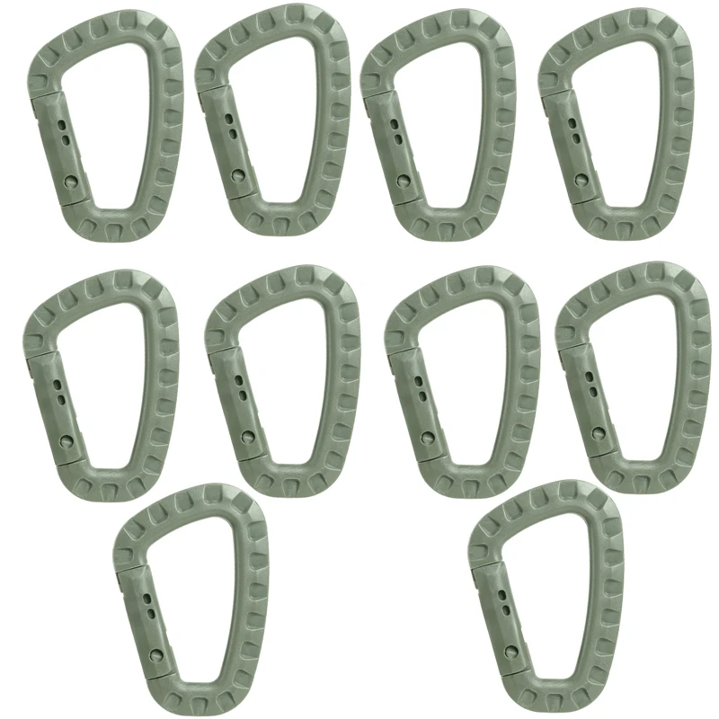 10pcs Tactical Backpack Buckle Fast Tactical Carabiner Plastic Hook D Shape Mosqueton EDC Gear For Outdoor Camping