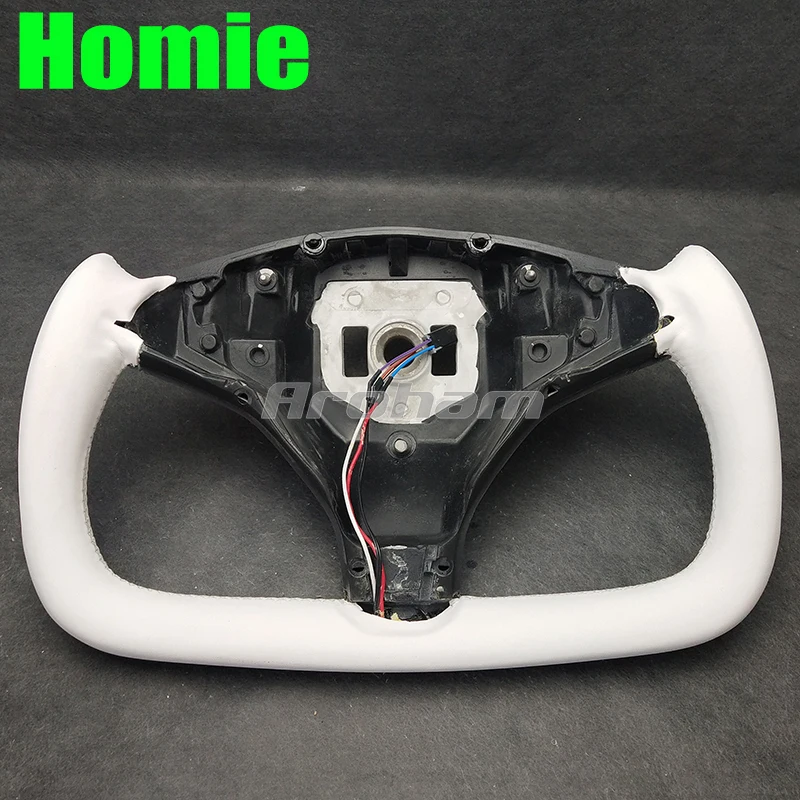 

Aroham White Leather Steering Wheel Carbon Fibre for Tesla Modle X Modle S No Heating or Heating 2016 2017 2018 2019 2020 2021