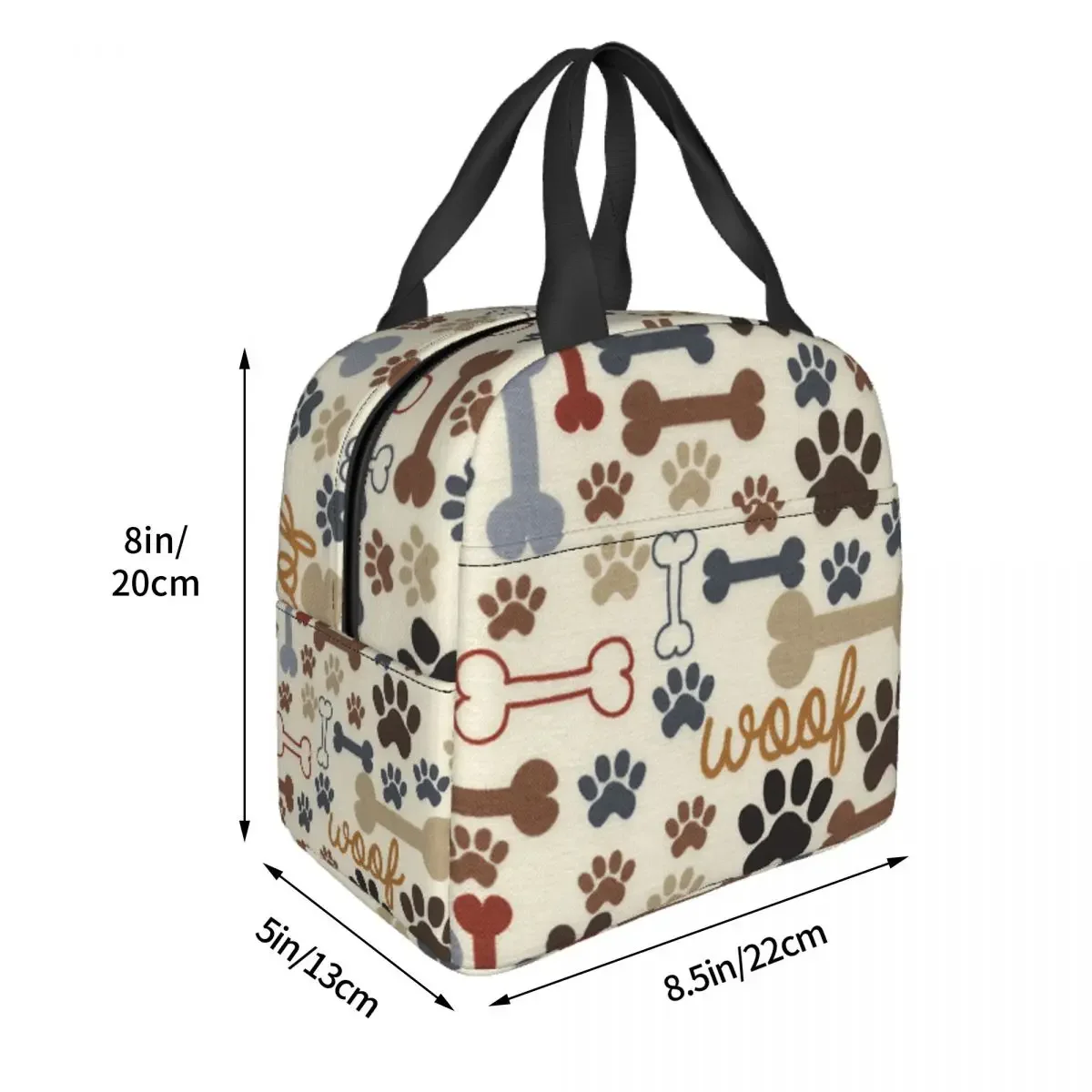 Cute Dog Bones And Paw Print Lunch Bag Thermal Cooler Insulated Lunch Box for  Women Children School Work Picnci Food Bags