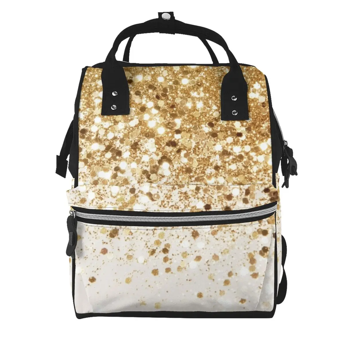 Sparkling Gold Glitter Glam Student Backpack School Bag Hiking Travel Daypack for Men Women Bookbag Shoulder Bags