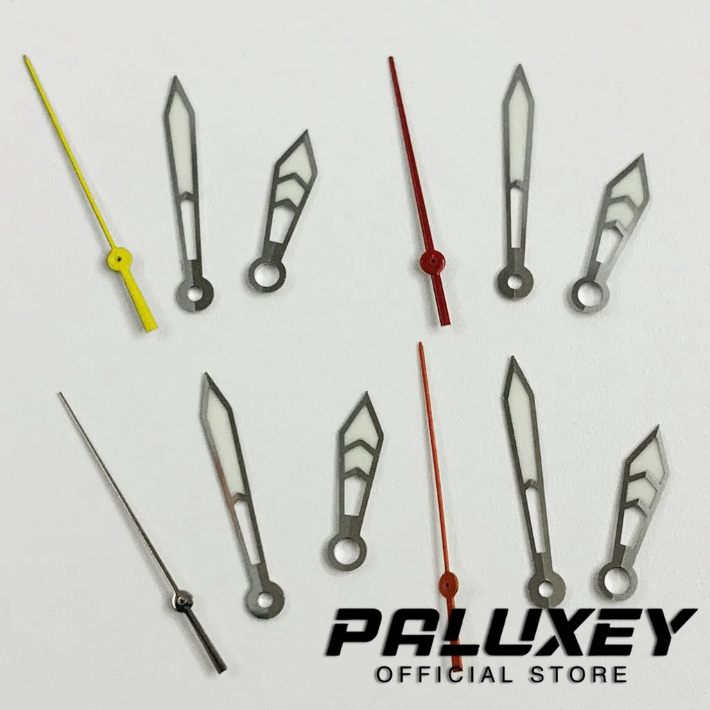 Jam tangan perak tangan merah tangan kedua hijau Luminou untuk NH35/NH36/4R/7S jam tangan pergerakan pointer untuk tangan Nh35