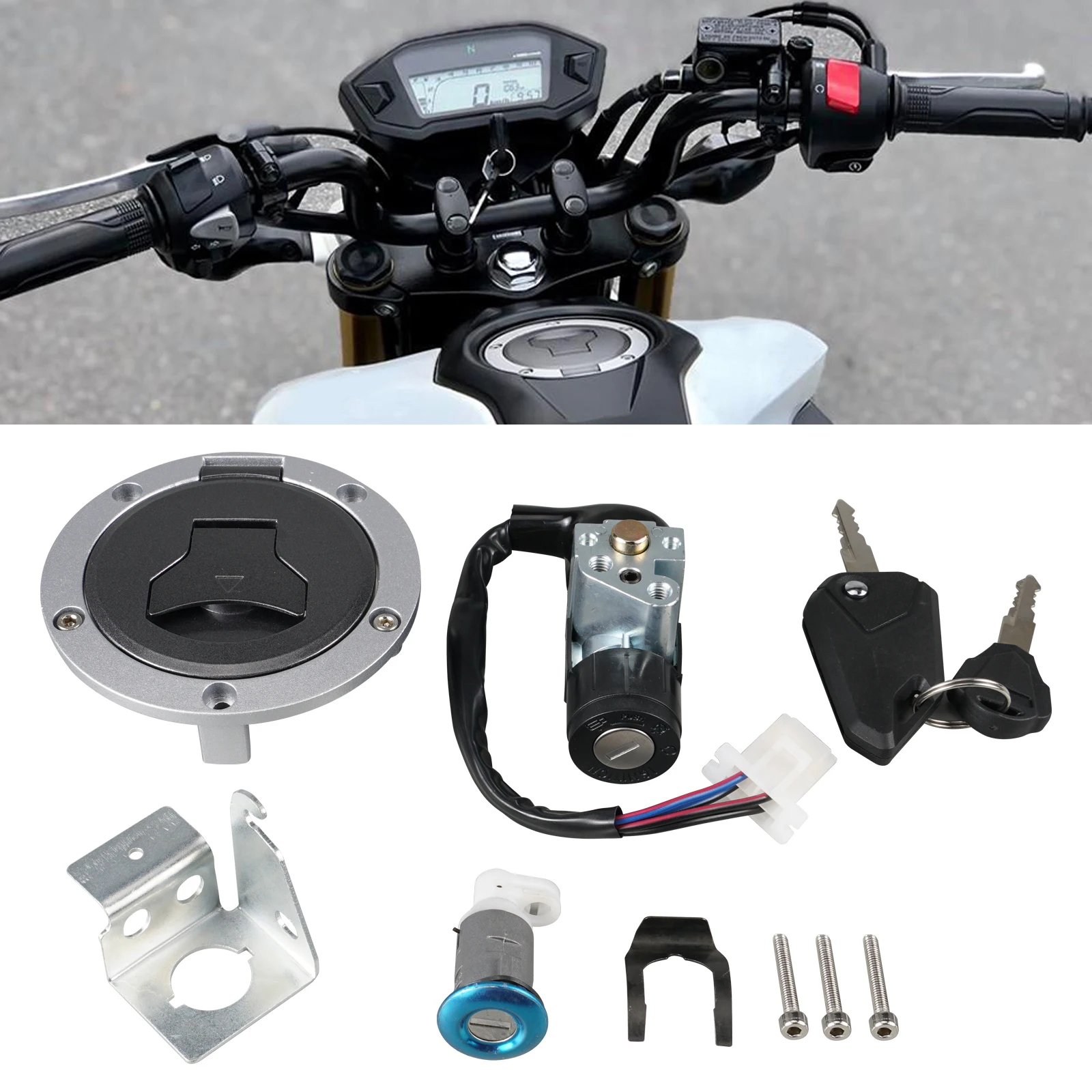 

Replace 35010-K26-B03 Fuel Gas Cap Seat Lock Keys Ignition Switch for Honda MSX125 Grom 125/ABS MSX 125 2017 2018 2019 2020