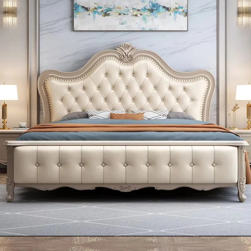 

European Style Double Bed Frame American Princess Master Queen Bed Frame Storage Modern Letto Matrimoniale Bedroom Furniture