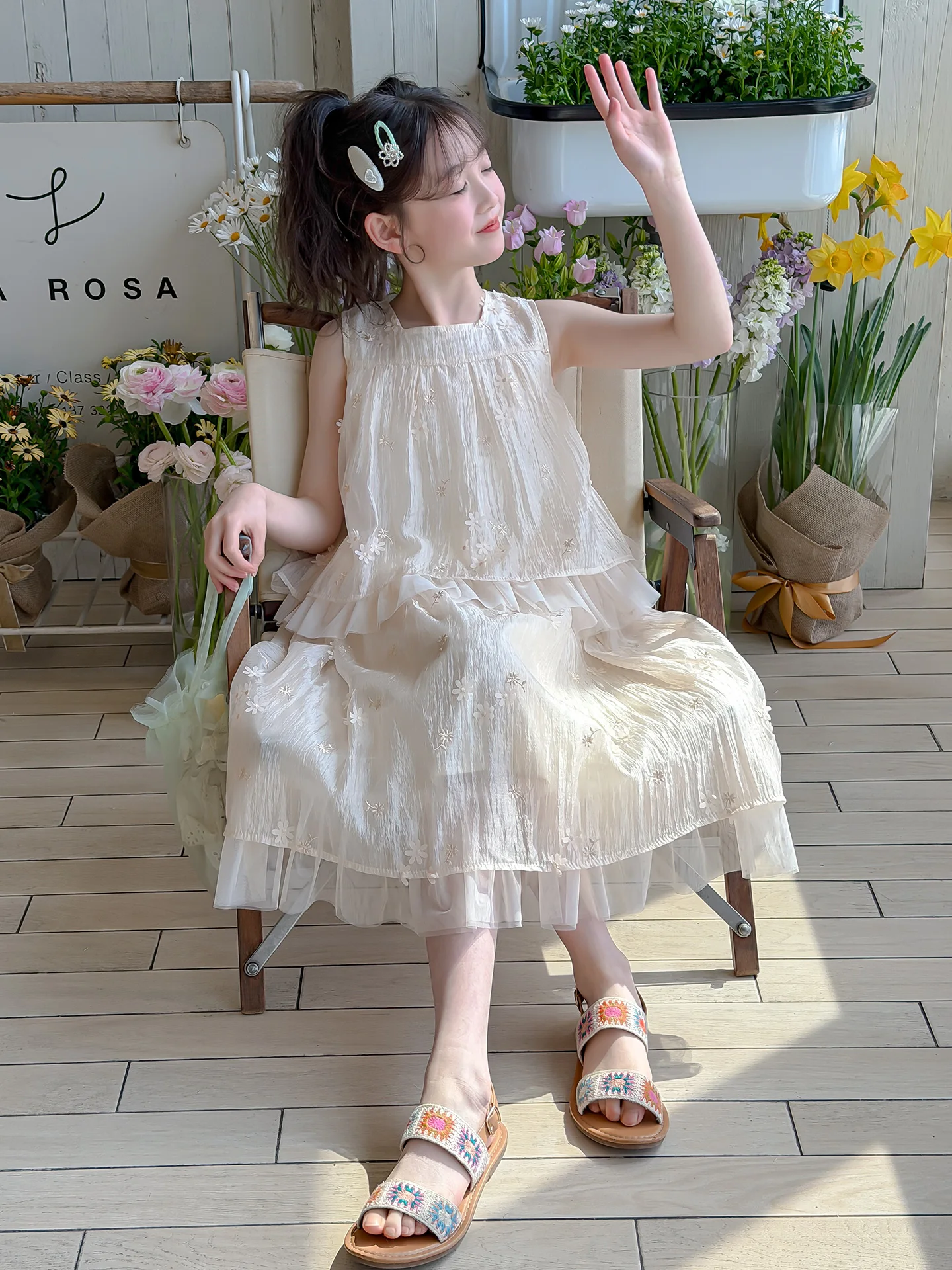 girls-summer-outfit-elegant-princess-skirt-half-length-two-piece-set-cotton-sweet-style-children's-clothing-love-expression