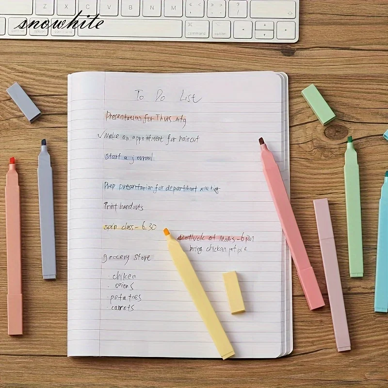 6-12 قطعة Kawaii الباستيل اللون قلم تحديد أقلام خطاط (ماركر) ألوان متنوعة القلم لا تنزف القرطاسية مدرسة مكتب التموين