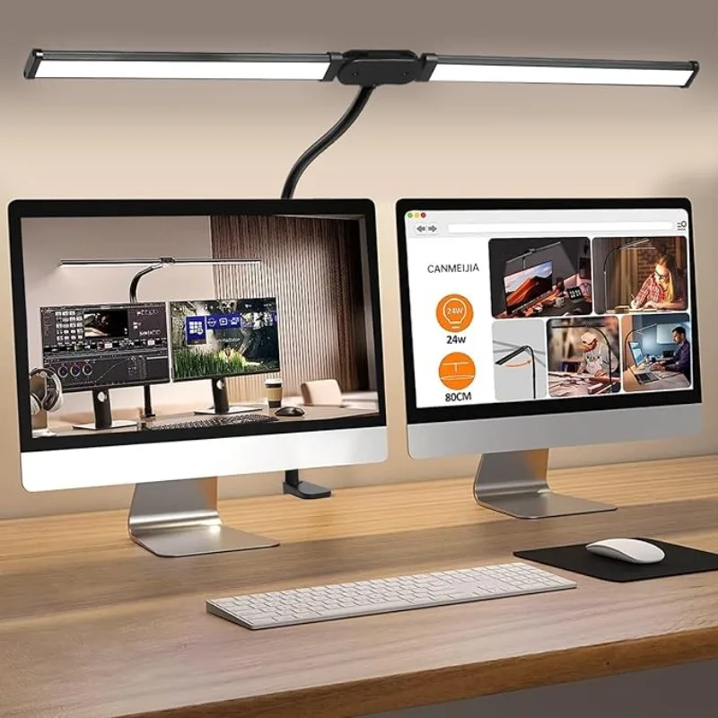 Suitable for Home Office Dual Head with Clip and Adapter Adjustable Gooseneck Desk Lamp Suitable for Work Drafting and Learning