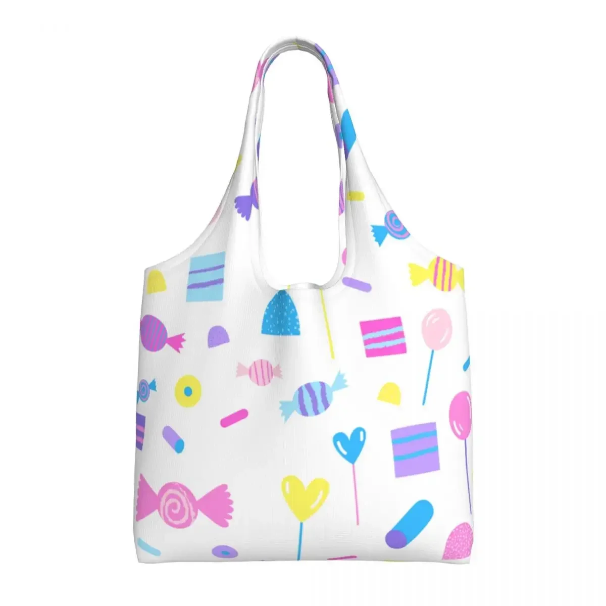 Candy Crush White Cloud Grocery Tote Shopping Bag Street Mmural Art Eldridge Canvas Shoulder Shopper  Big Capacity Handbags