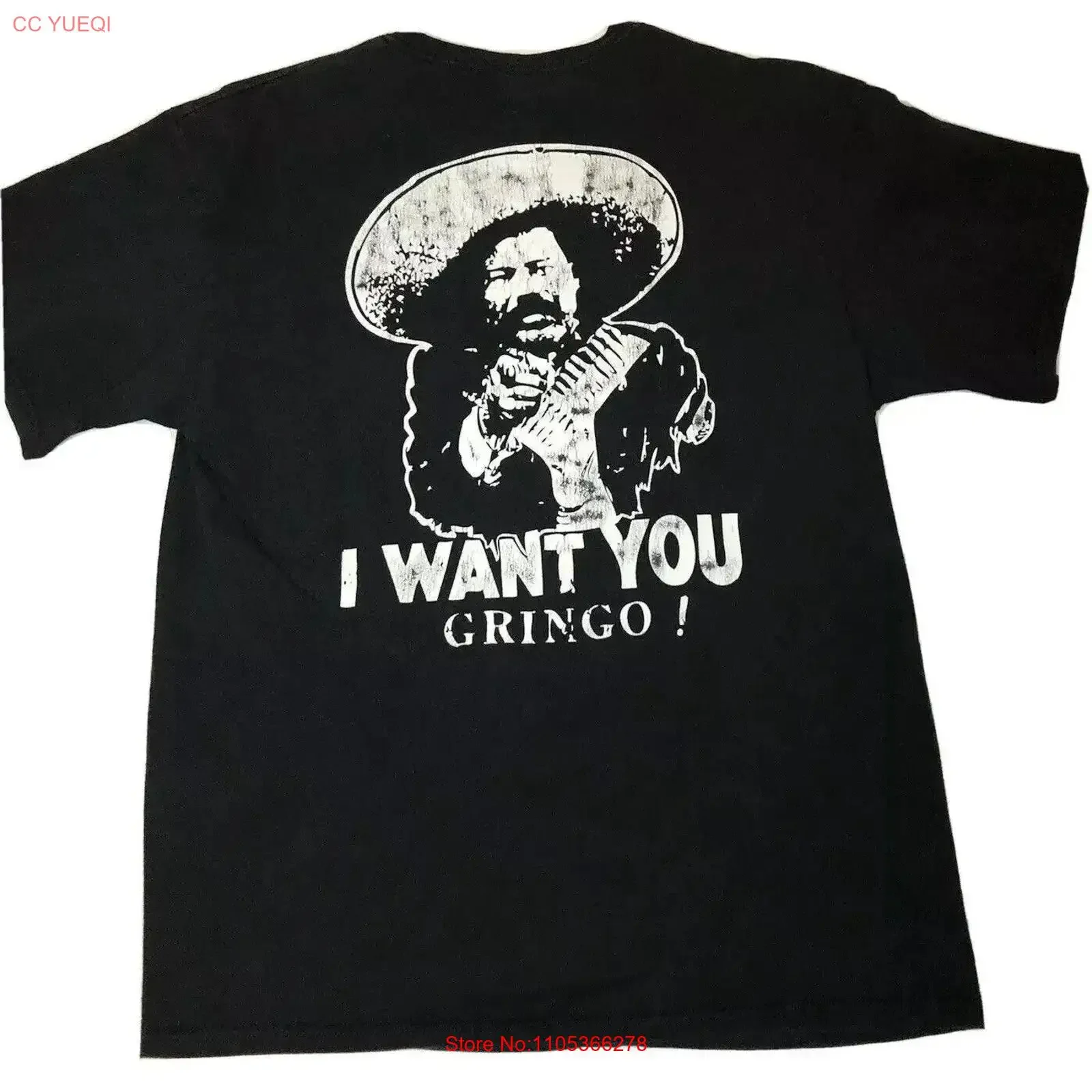 Camiseta de restaurante Michoacán para hombre, talla L, I Want You Gringo Pancho Villa, estilo gourmet mexicano, vintage, lavada, transpirable, ropa de calle a la moda