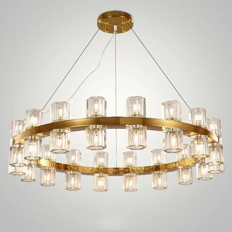 modern crystal chandelier lights for living room round hanging lamp home lighting fixtures luxury gold suspension wire lamp