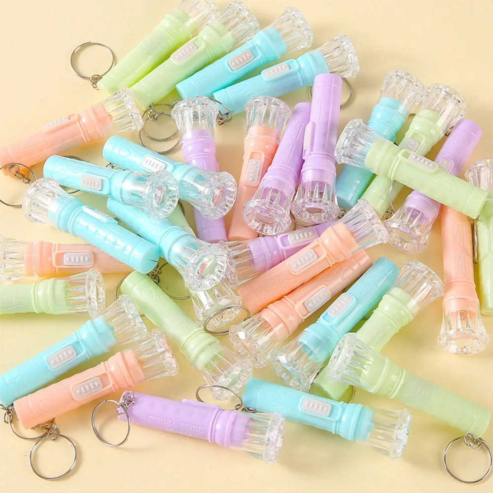 12Pcs Macaron Style Mini LED Flashlight with Key Ring Portable Assorted Colors Pocket Torch Random Color Kids Small Gifts Prizes