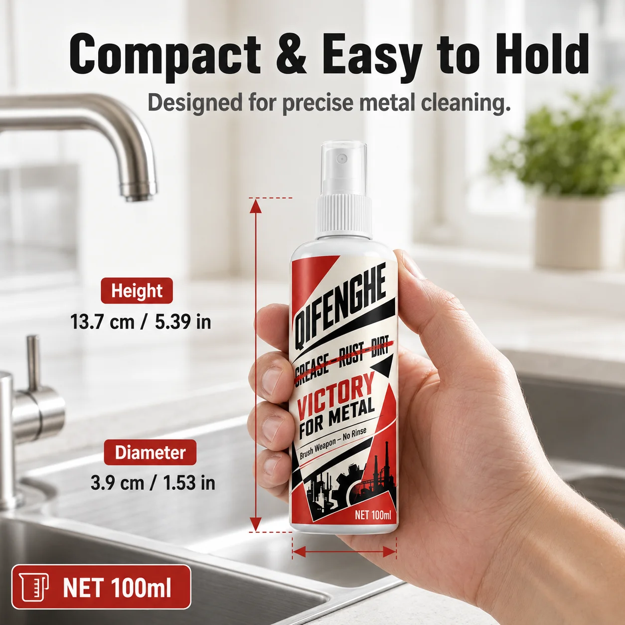 Heavy Duty Oven Degreaser 100ml, Brush-On No Rinse Kitchen Cleaner, Rust Remover & Metal Polish for BBQ Grill