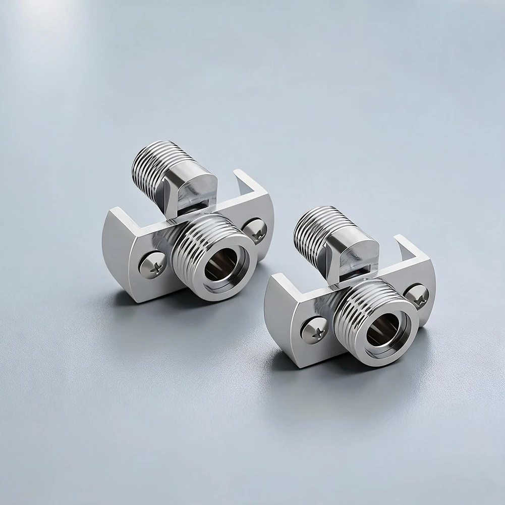 2 pcs G1/2 Brass Curved Joint Shower Adapters with Silvery Decorative Covers for Shower Arm and Mixer Connections