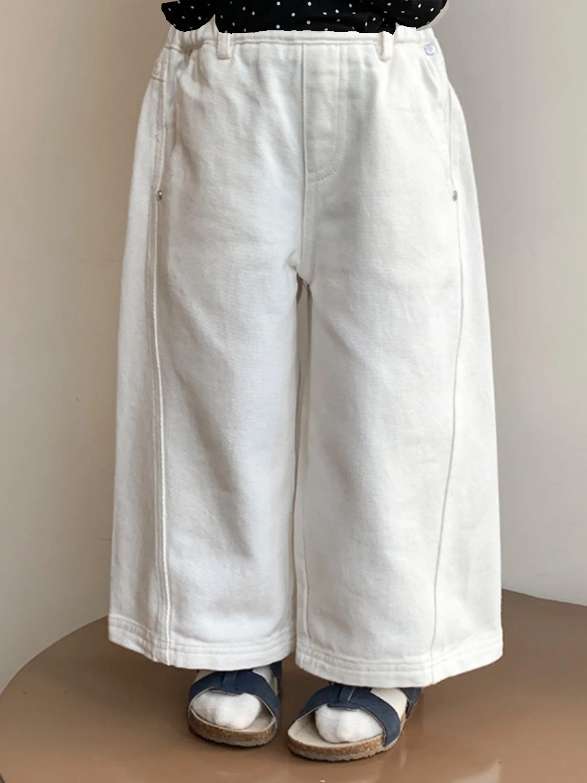 Pantalones sueltos de pierna ancha para niñas, pantalones de corte recto de algodón, pantalones informales versión coreana Sle, primavera y otoño