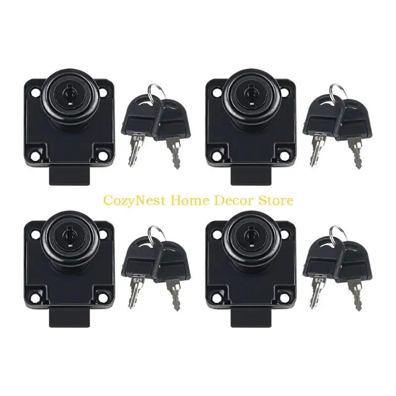 92MF 4Pcs Security Cabinet Lock with Key Cupboard Lock Heavy Duty Cabinet Lock Furniture Hardware for Wardrobe Locker