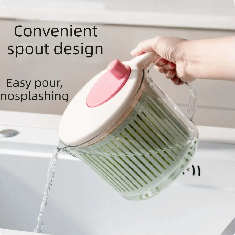 Multi-Use Vegetable Dehydrator Drain and Spin Dryer Food Grade Vegetable Washing Basin Leakproof Plastic
