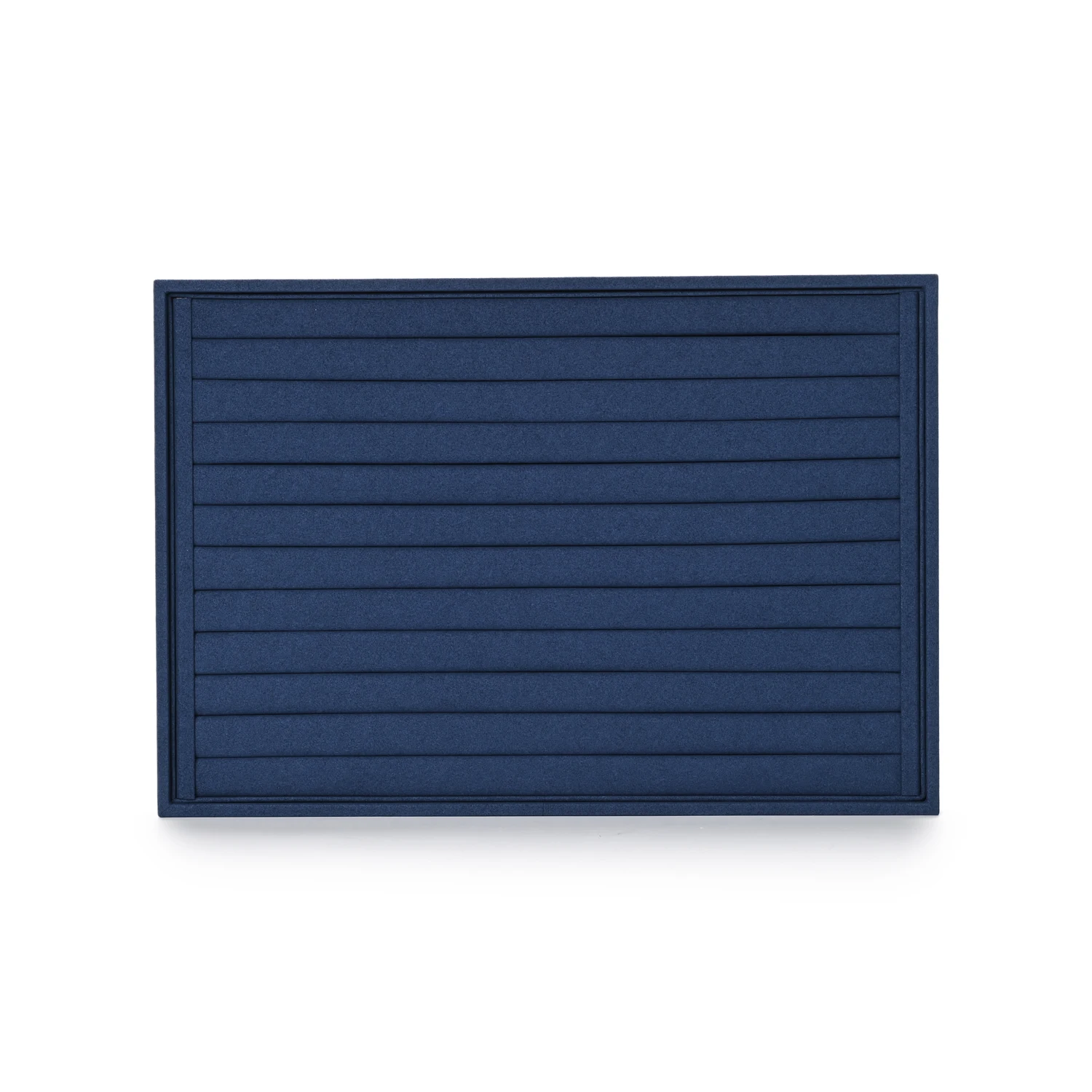 Oirlv Navy Blue Velvet Ring and Earring Storage Display Tray - Multi - Slot Organizer with Grooved Design for Jewelry Showcase