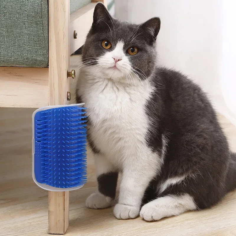 Escova Massageadora para Gatos - Escova de Canto para Arranhar com Catnip, Escova para Remover Pelos e Higiene de Animais de Estimação