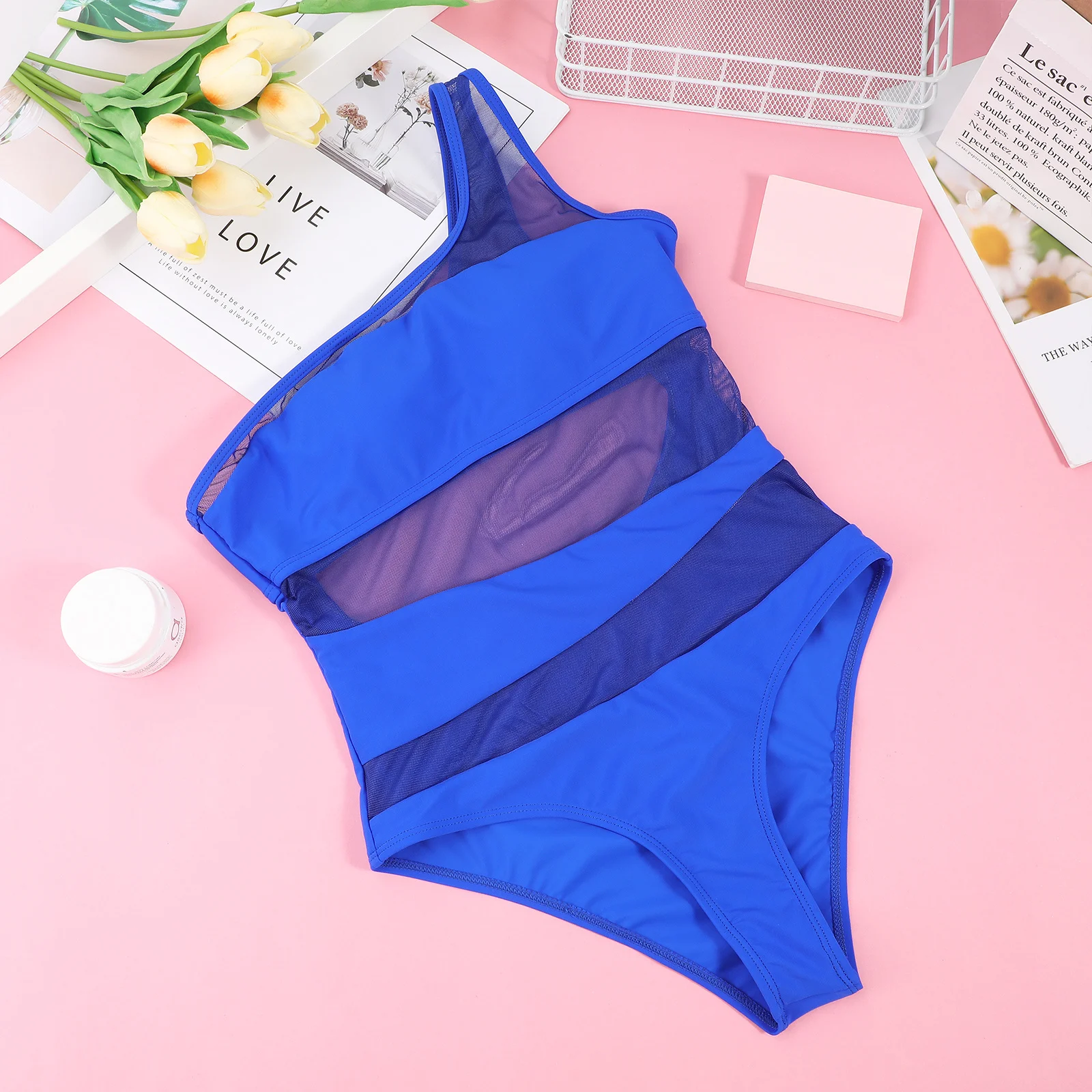 

Women One Piece Swimsuit Size Cut Out One Shoulder Swimwear Comfortable Breathable Suit for Beach Pool Party