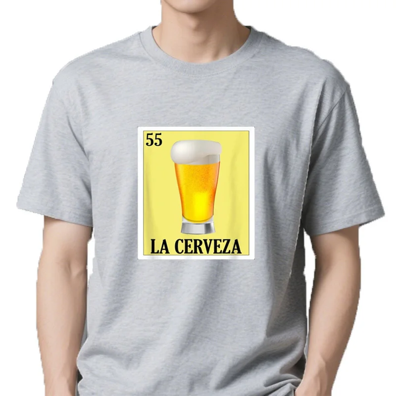 La Cerveza – T-Shirt en coton pour homme, Vintage, motard, cadeau de La loterie mexicaine