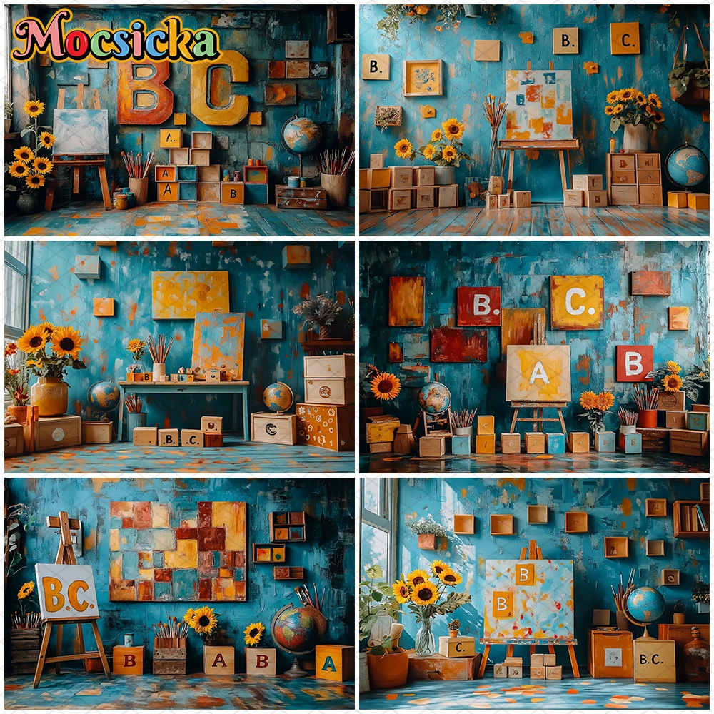 

Mocsicka Art Painting Photography Background Drawing Board Graffiti Wall Decors School Student Baby Photo Backdrop Studio Banner