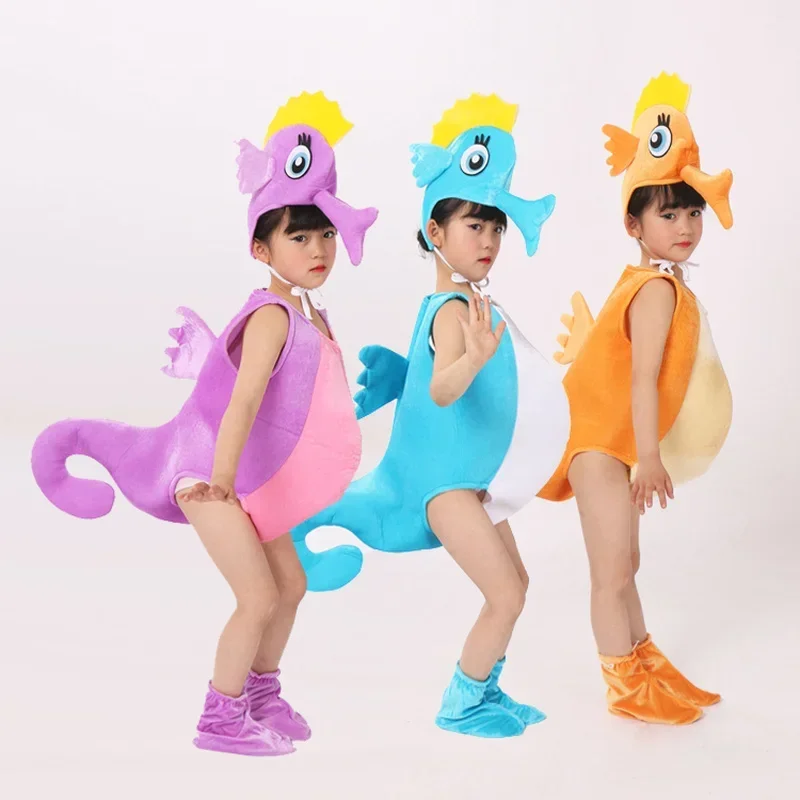 2025 New Child Kid Starfish Hippocampus SeaHorse Halloween Party Cosplay Marine Animal Costume Clothes For Boy o wat115