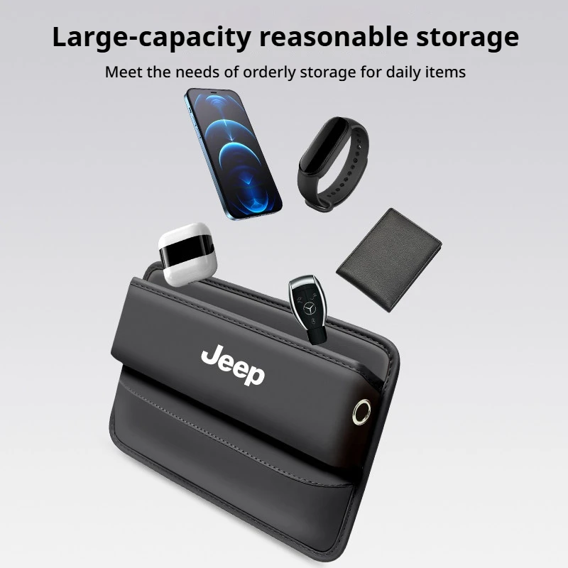 

Car Seat Crevice Storage Box Genuine Leather Leak-proof Organizer Fit for Jeep Renegade Wrangler JK JL Auto Interior Accessories