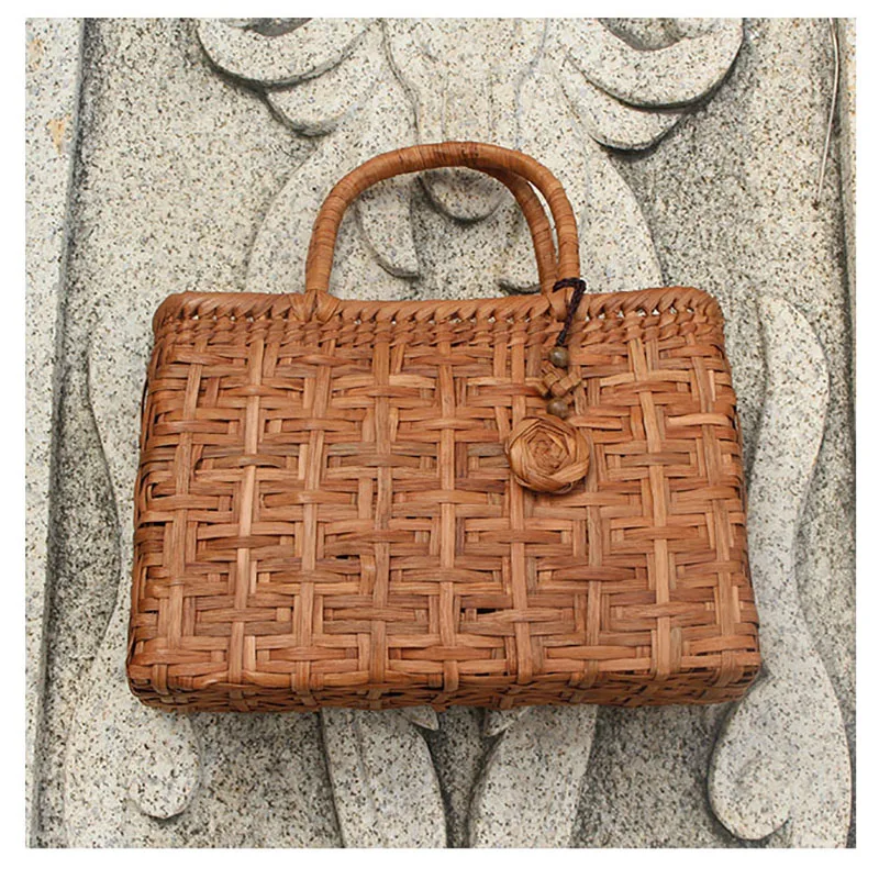 Luxury Hand Weaving Grapevine Handbag Designer Fashion Women\'s Handbags Summer Large Capacity Beach Bags Female Rattan Tote Bag