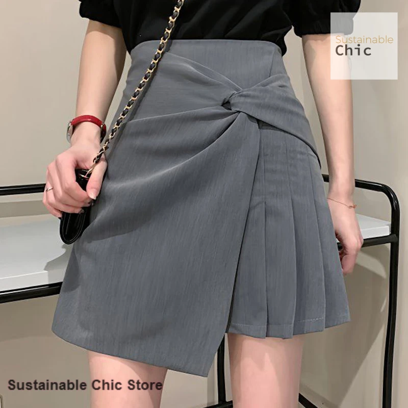 Korean style design sense niche pleated skirt female spring and summer new fashion temperament high waist irregular hip skirt