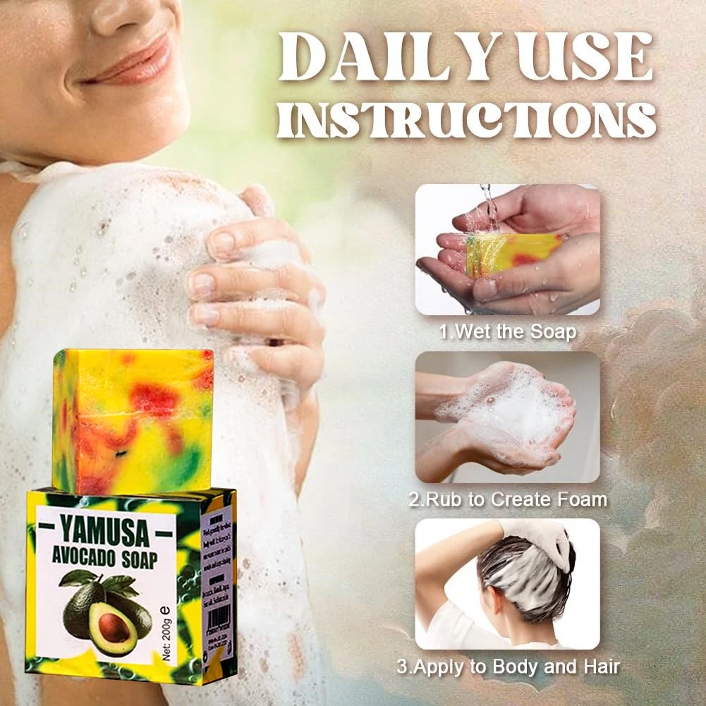 200 جرام من صابون الأفوكادو المصنوع يدويًا، قالب صابون الوجه المقشر بلطف، دش وصابون الوجه للتنظيف العميق للعناية ببشرة الوجه والجسم