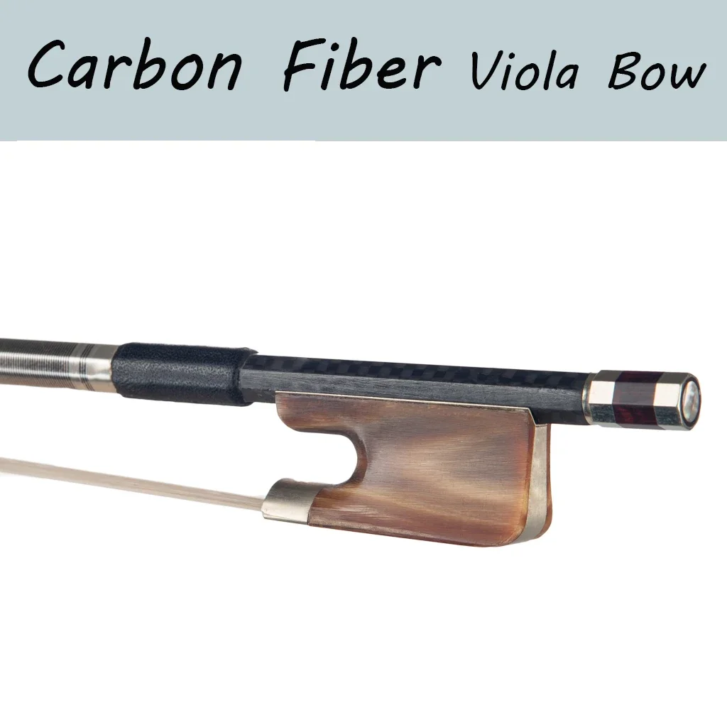 LOOK 16'' Carbon Fiber Viola Bow Grid Carbon Fiber Stick  Horsehair W/ Ox Horn Frog Fast Response