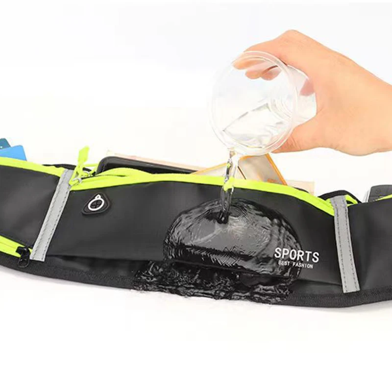 Black Sports Waist Pack Bottle Men Women Marathon Running Gear Outdoor Fitness Mobile Phone Bag Waterproof