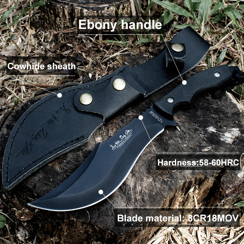 Outdoor cutting tool integrated keel knife, high hardness outdoor survival knife, chopping wood, opening roads, troubleshooting