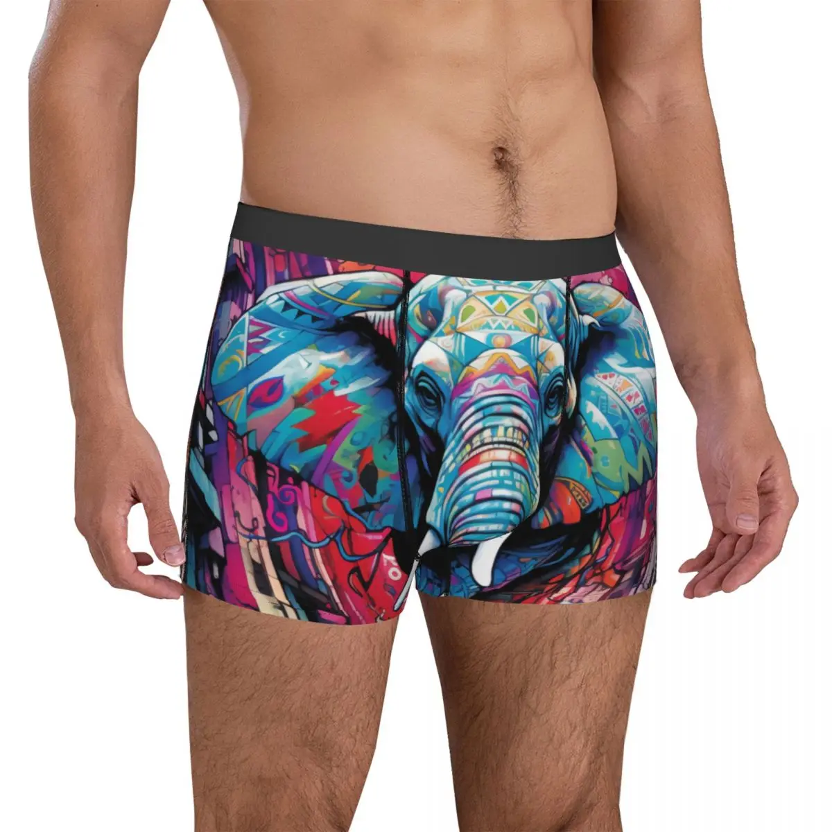 Elephant Underwear Vibrant and Exciting Graffiti Soft Panties Customs Boxer Brief 3D Pouch Males Oversize Boxershorts