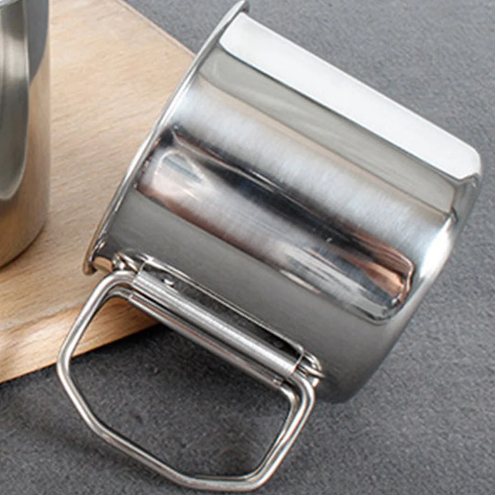

Stainless Steel Outdoor Water Cup Portable Camping Mug with Folding Handle Multi-Function Picnic Accessory Camping Cups Metal
