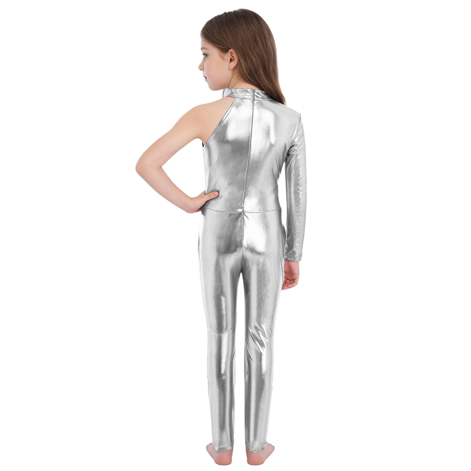 Metallic Kids Girl One Piece Jersey Long Sleeve Ballet Dance Suit Bodysuits Catsuits Unitards For Gymnastics Sports Yoga Workout