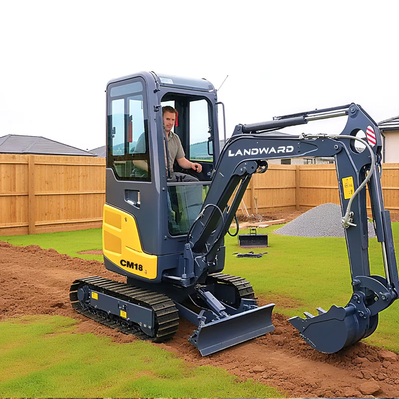Excavator Mini Multifungsi Hidrolik Crawler LANDWARD 1.8 Ton dengan Kabin, Mesin Yanmar Eropa Bersertifikasi CE, Excavator Custom