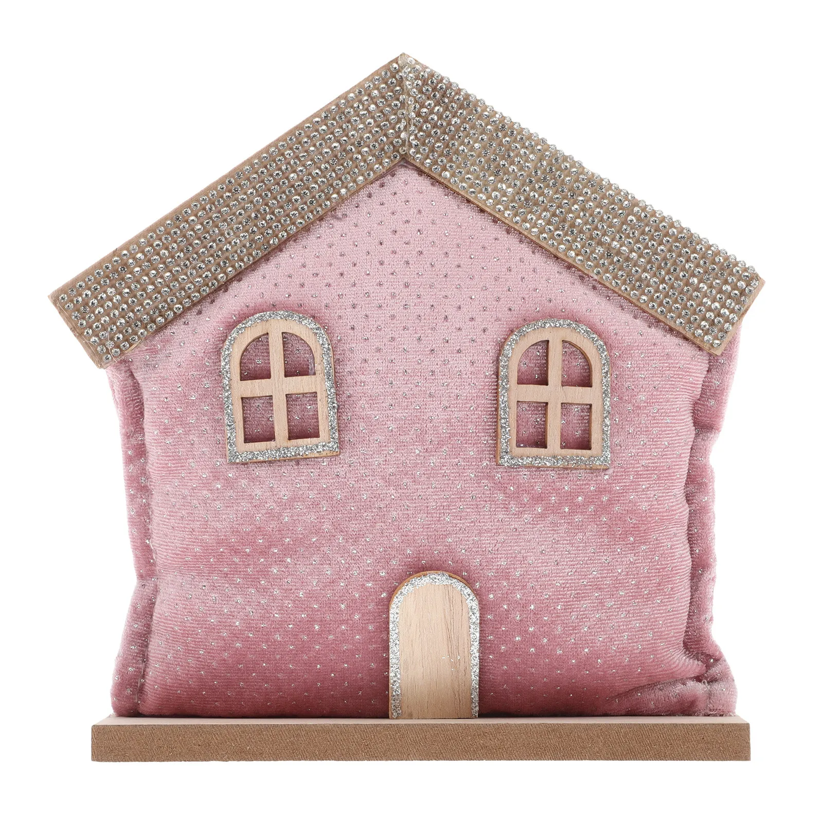 Christmas House Decoration Desktop Xmas House Tabletop Statue Handcrafted Wooden Lint PP Cotton Festive Room Office Desk Decor