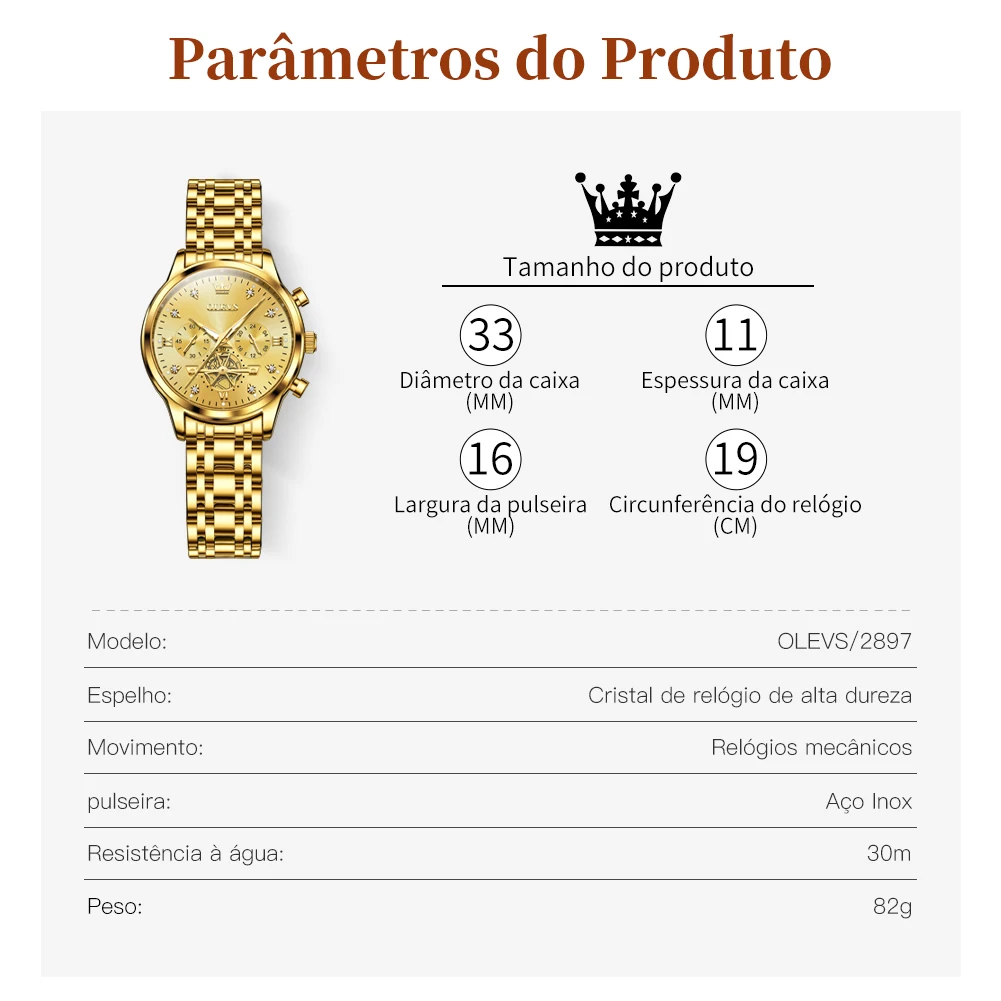 OLEVS 2897 Ladies Watch Original Fashion Multifunction Quartz Wristwatch Waterproof Luminous   Women Watches Bracelet Set Gifts